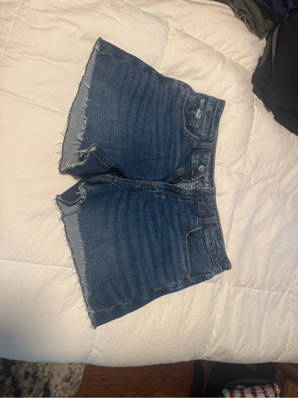 American Eagle Outfitters Distressed Dark Blue Denim Cutoff Shorts